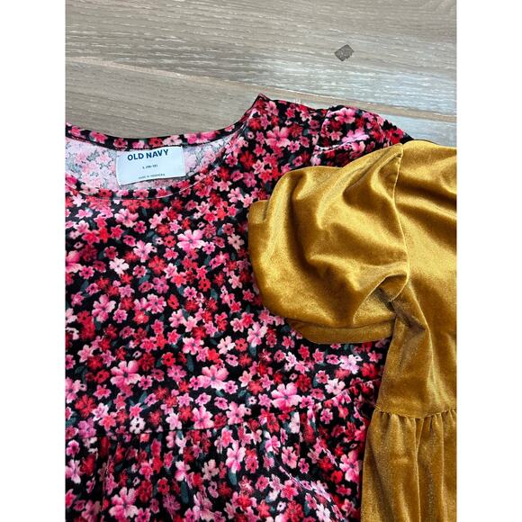 Old Navy Girls Dress Bundle Sz L 10-12 Velvet Gold & Red Floral Y2K Coquette - Picture 5 of 5